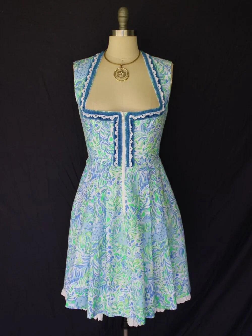 Custom Lilly Pulitzer trachten German Bavarian Dirndl corset dress crochet lace - Picture 8 of 12